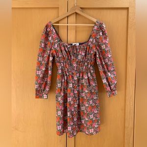 Liberty print flirty peasant dress